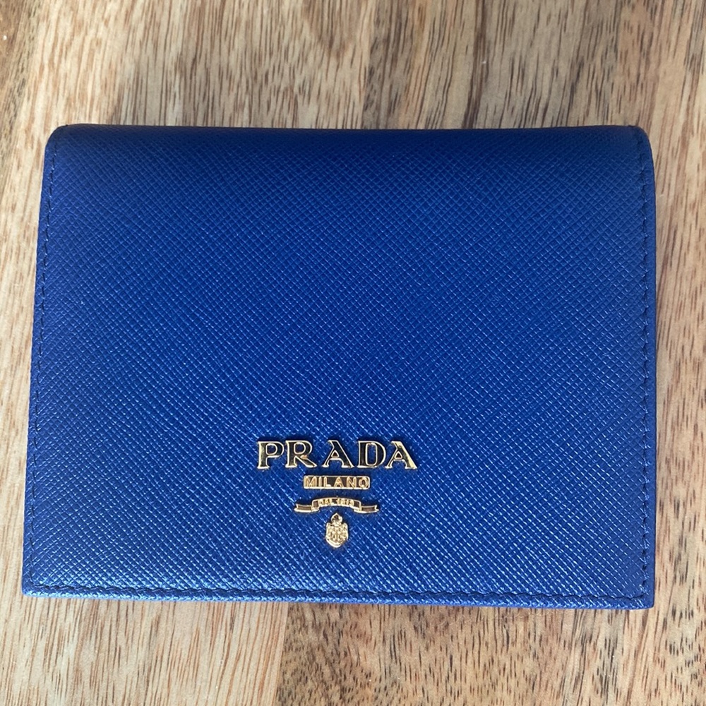 Prada blue leather wallet, NWOT